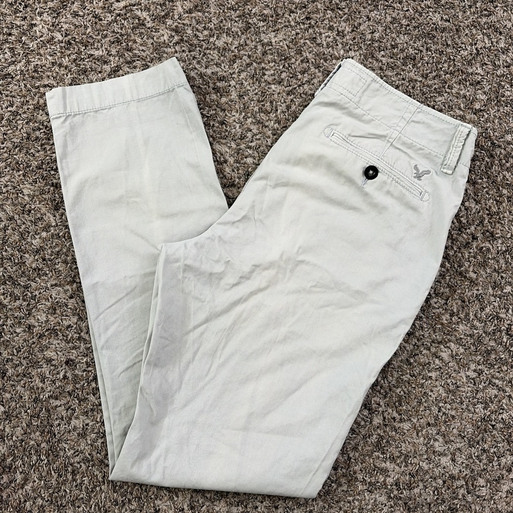 American Eagle Slim Straight Chinos Men's Pants 32x32 Preppy Casual Light Gray